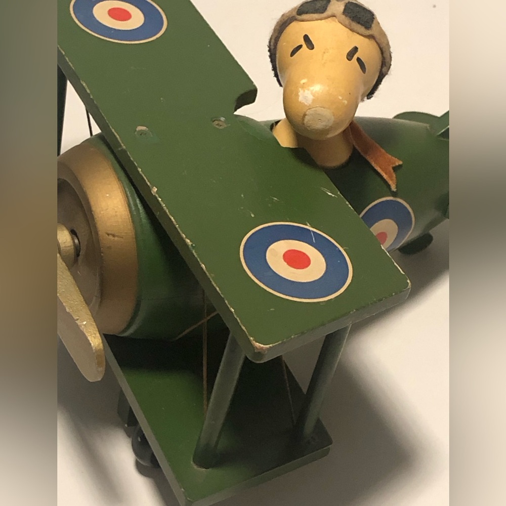Peanuts Green Biplane Music Box with Snoopy Pilot - Picture 3 of 12